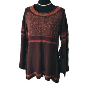 𝅺NWT Ethyl Womens Soft Knit Lightweight Brown Slit Kimono Sleeve Sweater sz Sm.